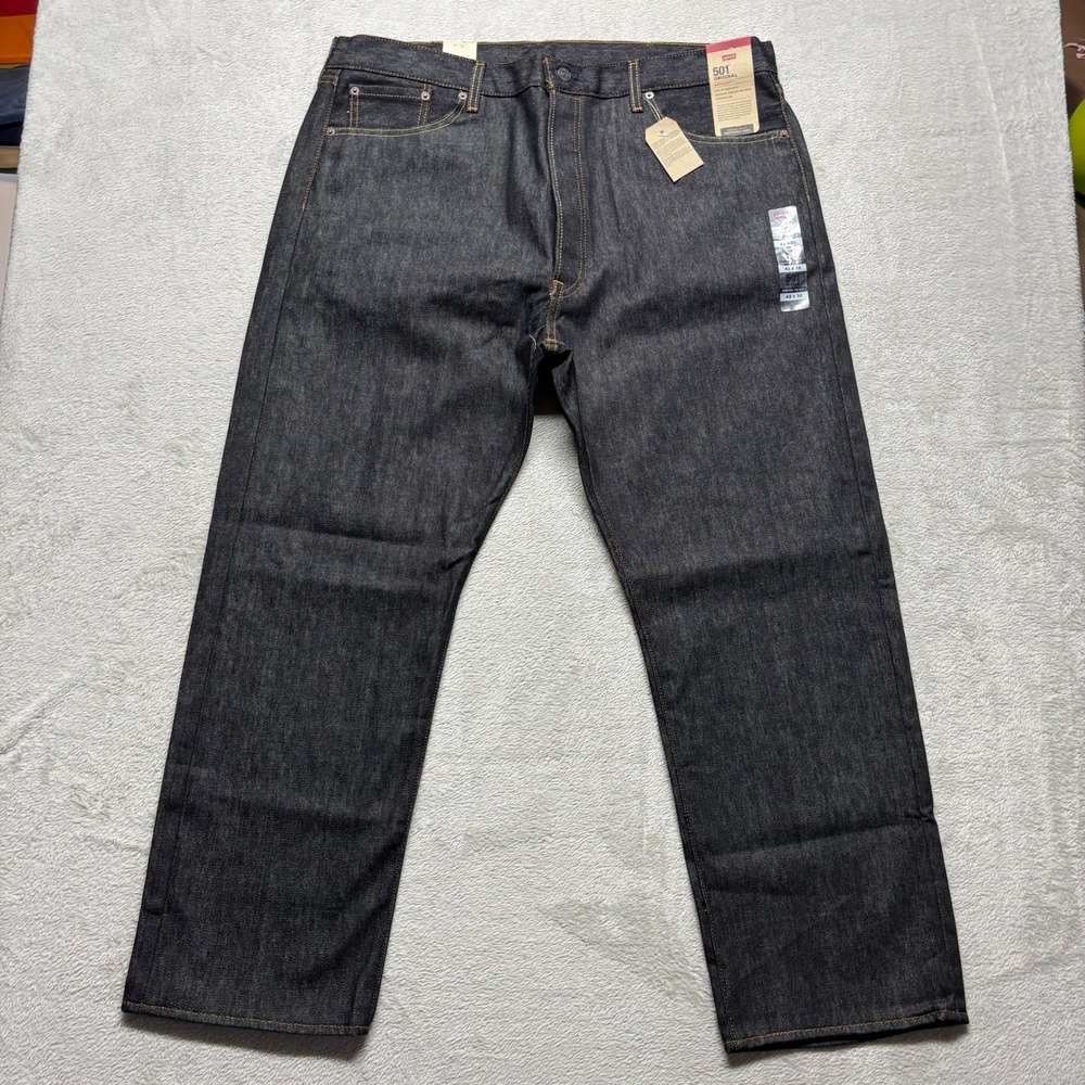 Levis Jeans Mens 42x30 501 Original Shrink-to-Fit Rigid Black Raw Denim NEW
